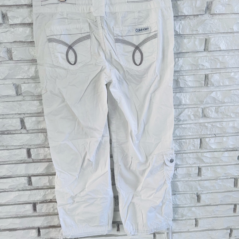 Calvin Klein White Cargo Capris